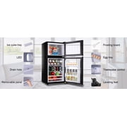 3.5 Cu.Ft Compact Refrigerator Mini Fridge with Freezer, Small Refrigerator with 2 Door, 7 Level Thermostat Removable Shelves for Kitchen, Dorm, Apartment, Bar, Office - Black
