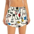 thumbnail image 3 of Uemuo Aabstract Eyes Pattern Women's Athletic Shorts High Waisted Running Shorts with Liner Pockets Gym Elastic Workout Shorts-Large, 3 of 9