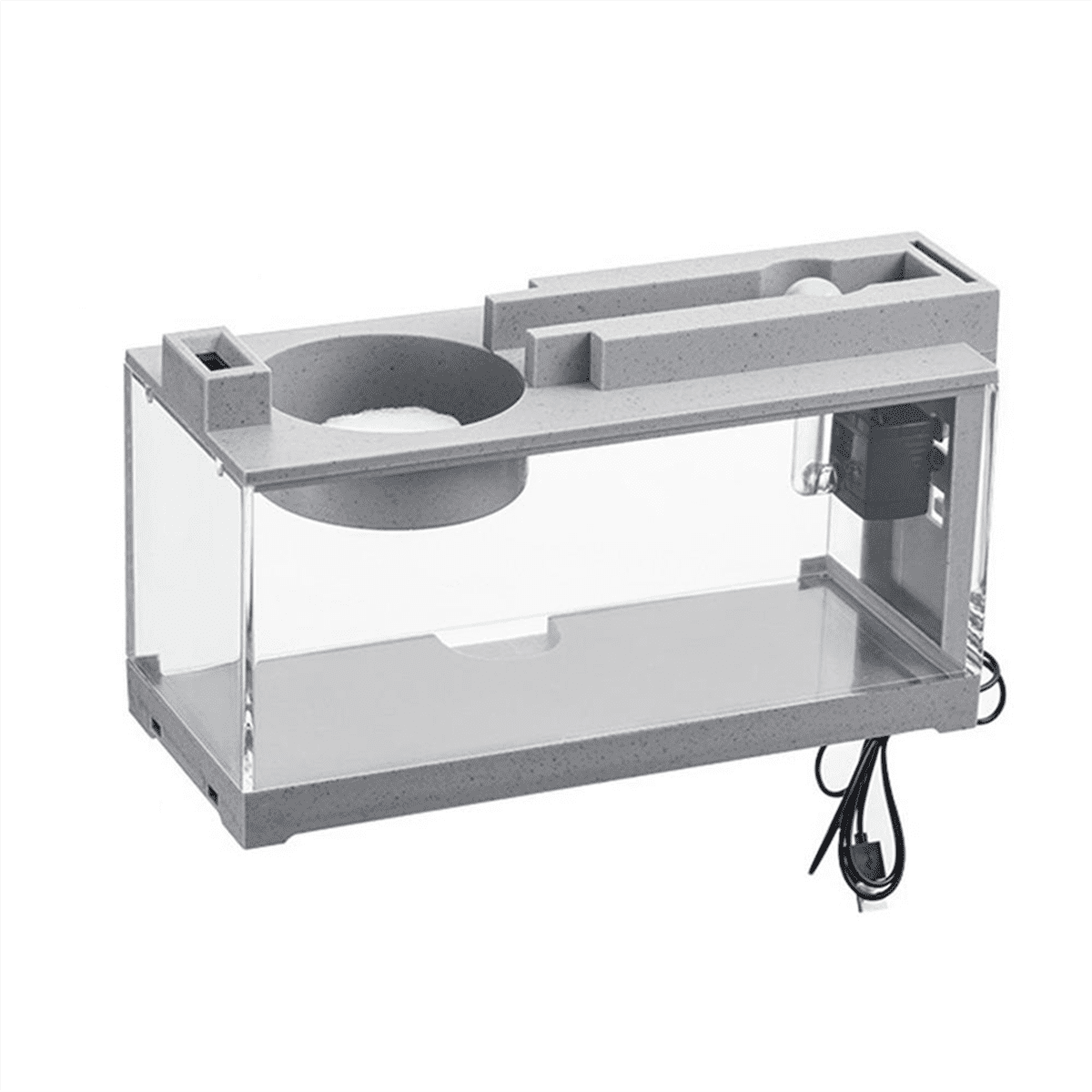 Mini Fish Tank Aquarium StarterKits Mute Water Flow Filter Mini Landscape Fish Tank Office Desktop Decoration A