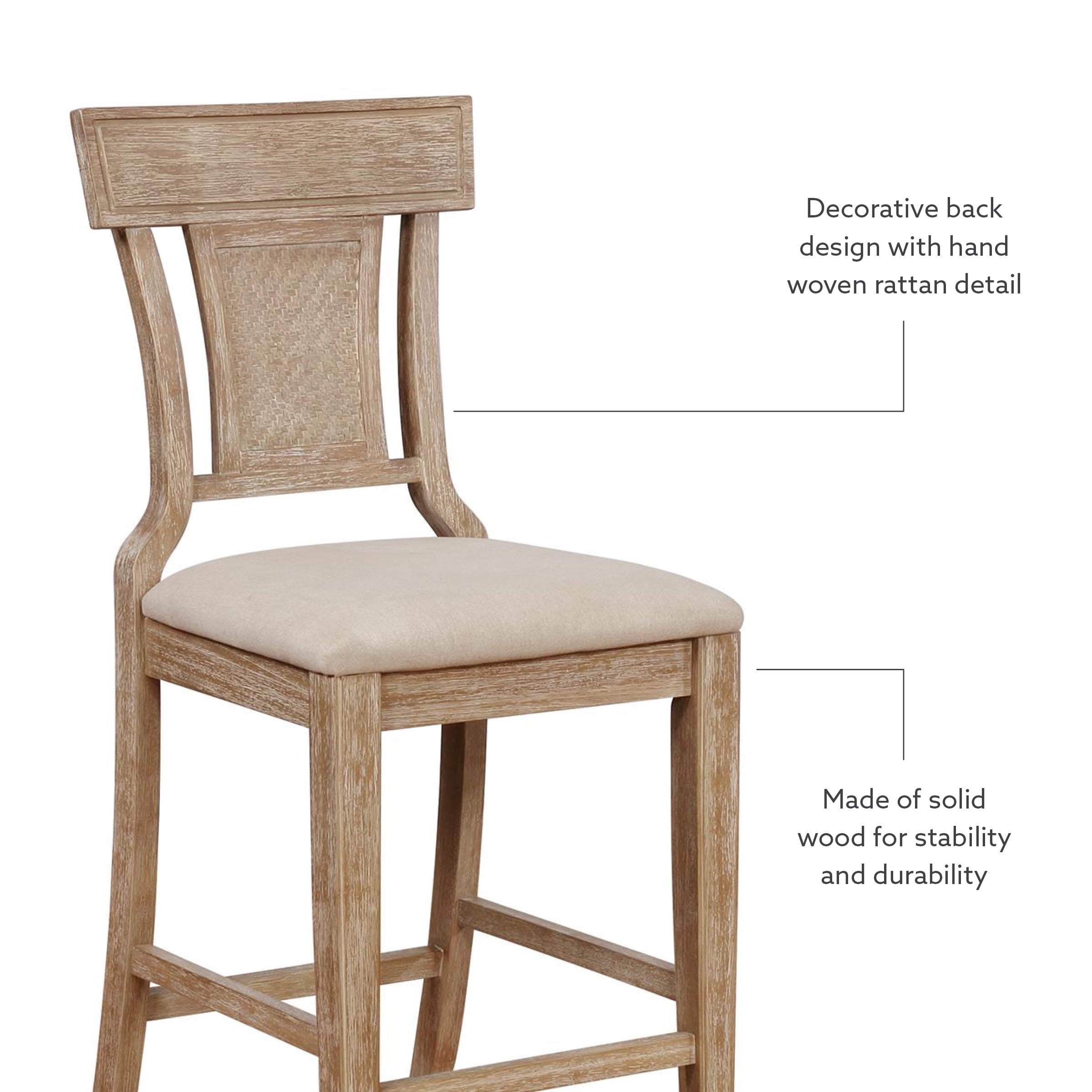 Linon Rylan 26" Seat Counter Stool, Rustic Graywash/Beige
