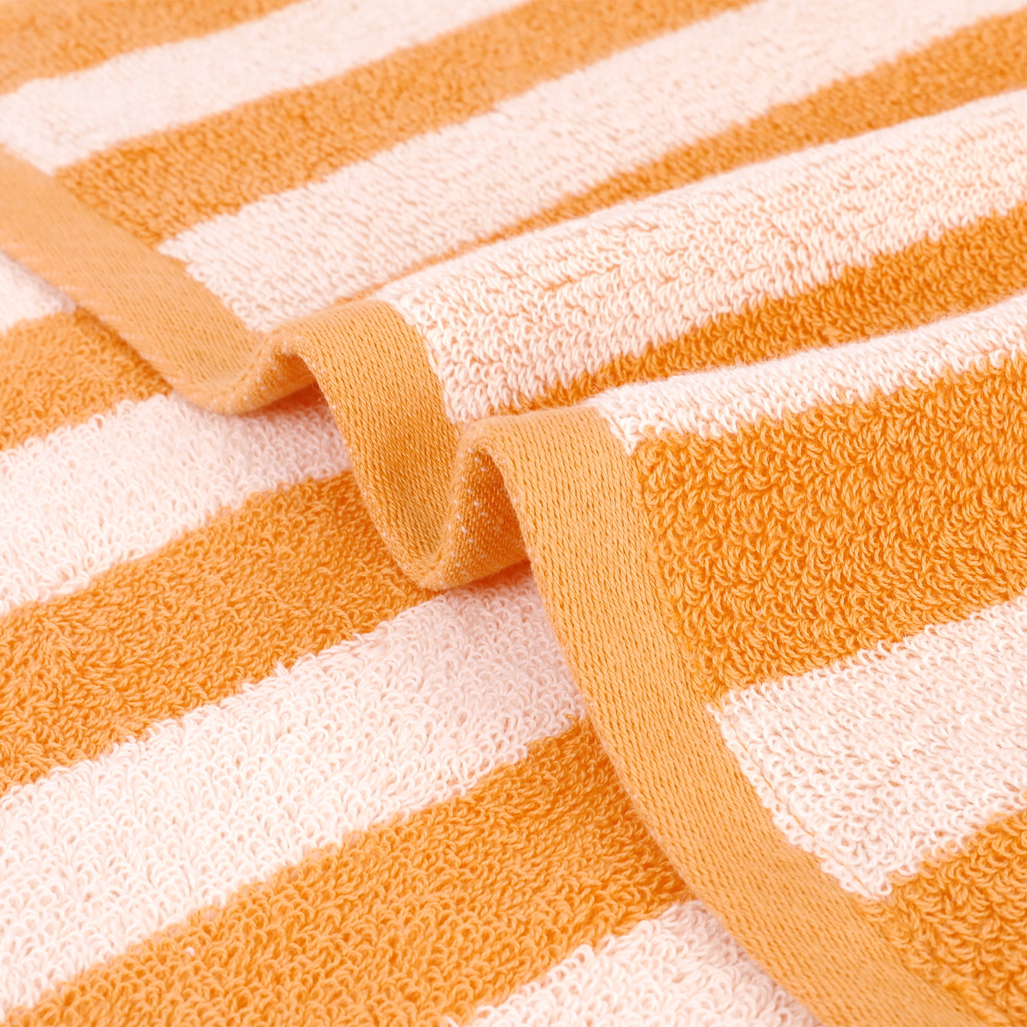 Unique Bargains Striped Cotton Hand Towel Set Soft Towels Orange 13" x 29" -4 Piece