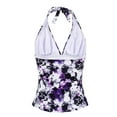 thumbnail image 3 of Mycoco Women's Halter Swim Top V Neck Swimwear Front Shirred Tankini Top, 3 of 4