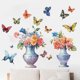 thumbnail image 2 of Adhesivo de pared vintage para florero con urraca y mariposas, 2 of 4