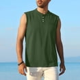 thumbnail image 4 of MOJOGO Men's Tank Top Loose Sleeveless Shirt Colloard Tops with 3 Buttons Breathable Cotton Blend Tees for Beach & Travel 2XL, 4 of 5