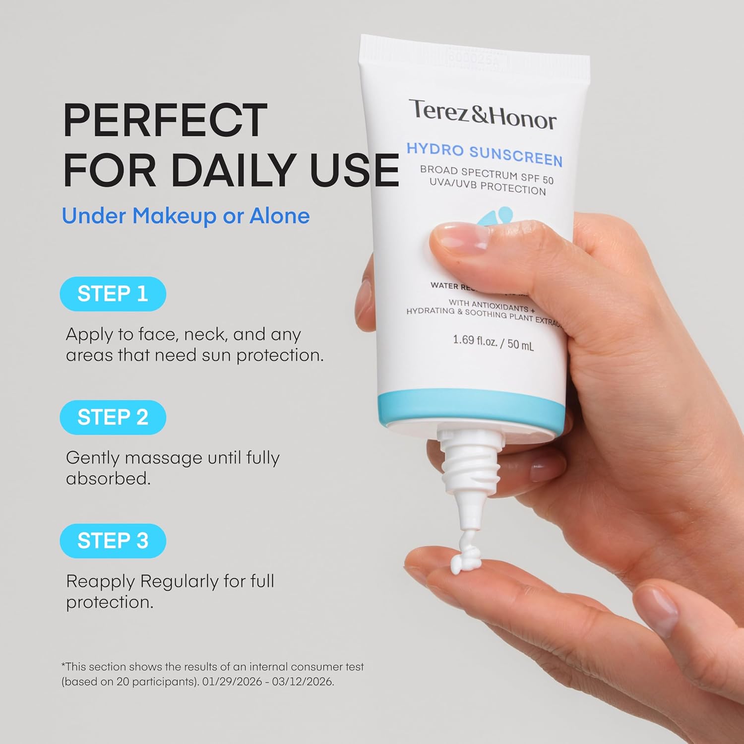 Terez & Honor Hydrating Face Sunscreen SPF 50, 1.69 oz photo 8