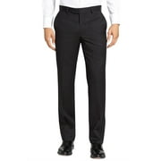 DTI GV Executive Italian Men's Dress Pants Wool Comfort Modern Fit Flat Front Black