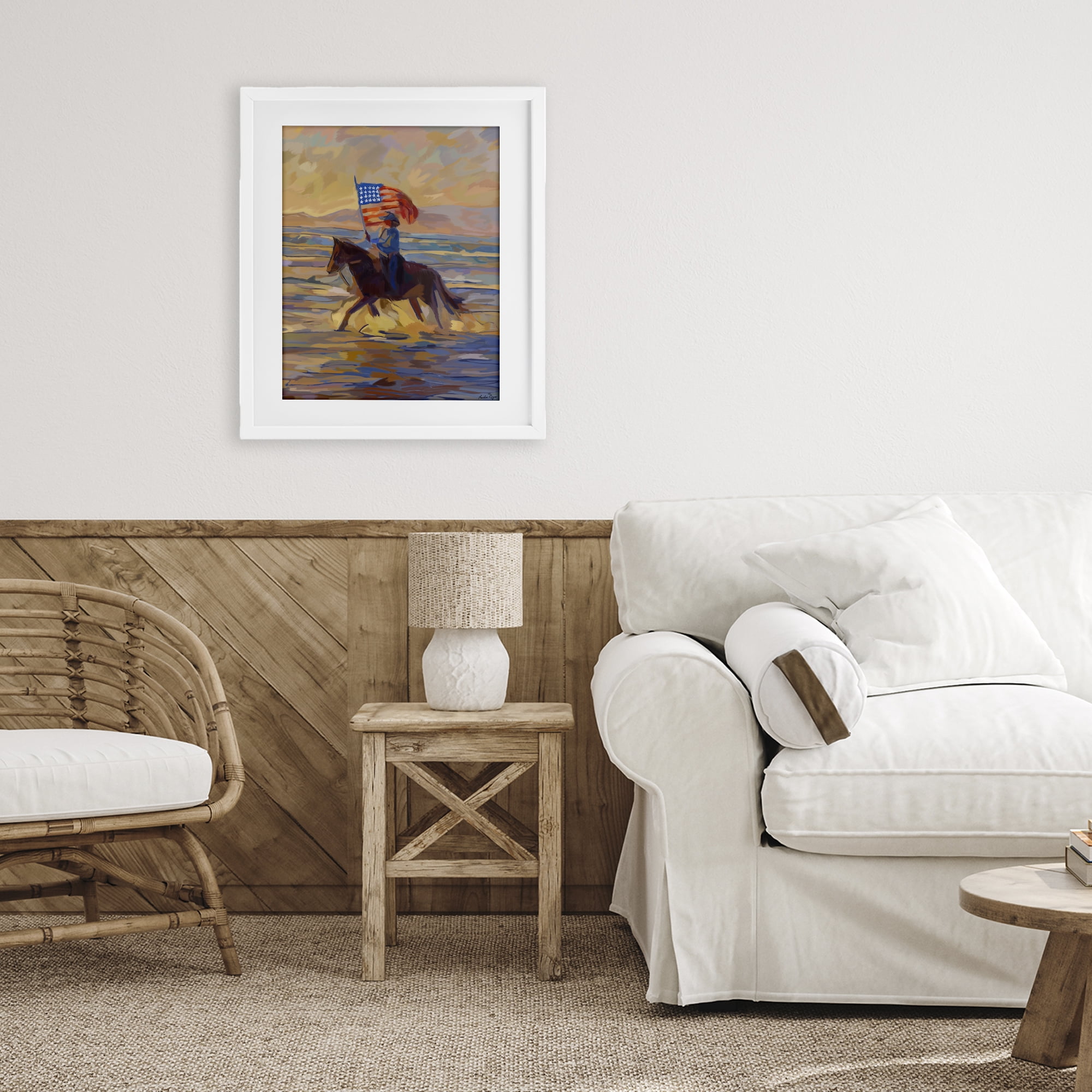 Stupell Industries American Cowgirl Abstraction White Framed Print Under Glass, design by Amelia Noyes