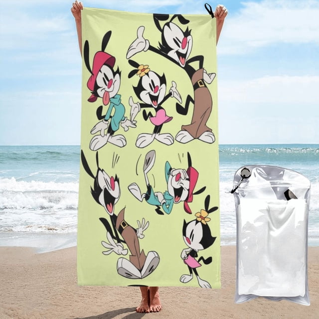 Toalla de baño de secado rápido con dibujos animados de Animaniacs, toalla de playa de microfibra para uso diario, 31,5 x 63 pulgadas