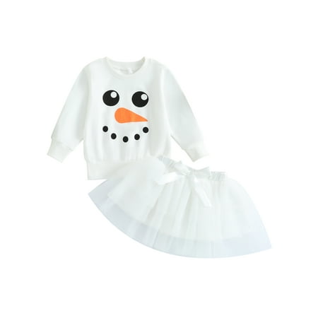 

My First Christmas Baby Girl Outfit Baby Snowman Costume Christmas Sweatshirt with Tutu Skirt