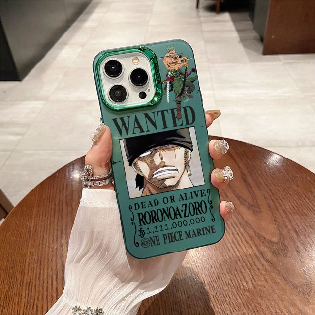 One Piece Anime Roronoa Zoro Electroplating Fall Shockproof Case For iPhone 15 14 Plus 13 12 11 Pro X Xs Max Cover WK364