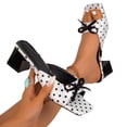 thumbnail image 4 of PiGOGI Women's Polka Dot Bow Mules Block Heel Non-Slip Comfortable Open Toe Sandals Summer White 5.5, 4 of 9