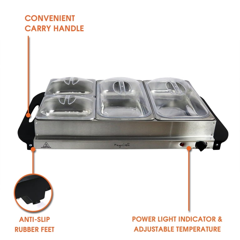 MegaChef 3 Section Buffet Server & Food Warmer photo 3