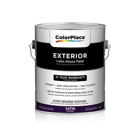 ColorPlace Classic Exterior House Paint, Satin, Accent Base, 1 Gallon