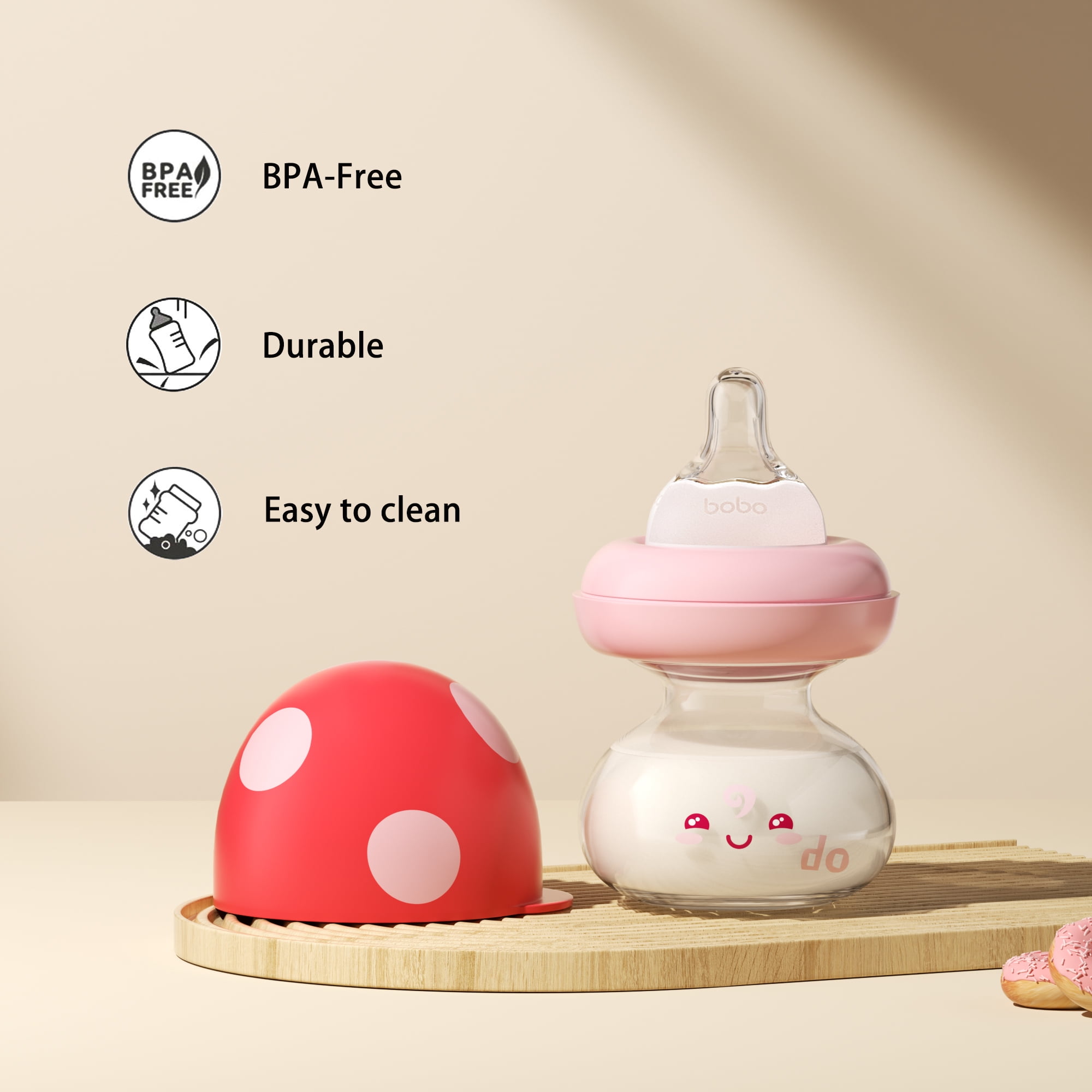 YOHKOH 80ml/2.7oz Newborn Glass Baby Bottles Set,with Slow Flow Nipple,4-Pack,Red