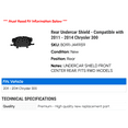thumbnail image 2 of Rear Undercar Shield - Compatible with 2011 - 2014 Chrysler 300 2012 2013, 2 of 2