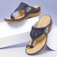 thumbnail image 4 of Zapatillas de cuña informales de tacón medio con flores y punta redonda de verano de talla grande para mujer Wmkox8yii  hj789, 4 of 4
