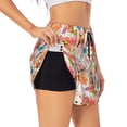 thumbnail image 2 of Bixox Women's Flowers And Birds Watercolor pattern 2 in 1 Running Shorts - Lightweight Athletic Workout Gym Yoga Shorts Liner with Pockets - Small, 2 of 7