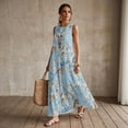thumbnail image 3 of Jiueut Bird Cherry Blossom Print Maxi Dresses for Women 2026 Vacation Casual Sundresses, Linen Look Sleeveless Maxi Dress for Women with Pockets, Flowy Summer Dress, 3XL, 3 of 7