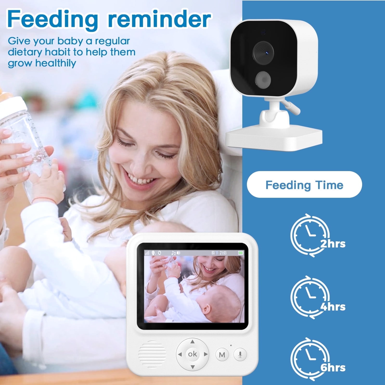 Bitiwend 2.8" Video Baby Monitor with Camera and Audio, Night Vision, Real Time, VOX Mode, Temperature Sensor