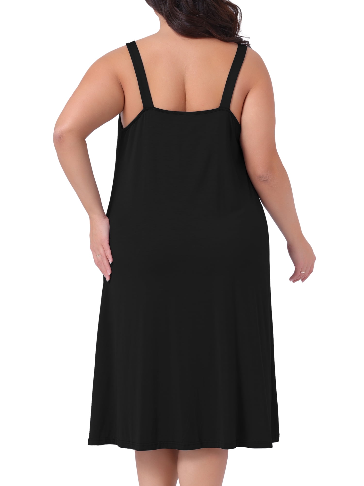 DARING DIVA Women's Plus Size V Neck Sleeveless Spaghetti Strap Nightgown 4X Black