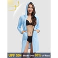 thumbnail image 6 of Women's UPF 50+ Sun Protection Swim Cover Up Long Sleeve SPF UV Hoodie Jacket, Lightweight Beach Rash Guard Shirts Skyblue L, 6 of 7