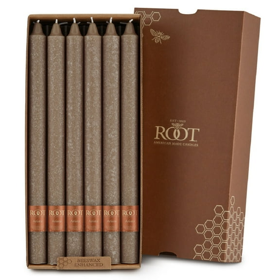 ROOT Candles Unscented Timberline™ Arista Taper Candles, 12-Inch Tall, Box of 12, Color: Portobello