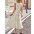 thumbnail image 3 of Womens 2 Piece Skirt Sets Summer Striped Sleeveless Tank Tops Midi Dress Travel Vacation Outfits Matching Sets Khaki XXL, 3 of 3