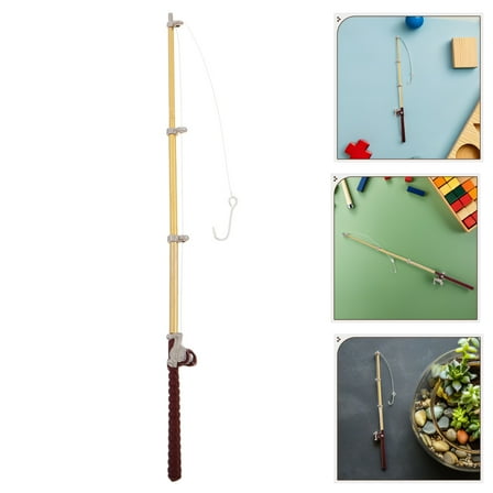 Worgeous Miniature Fishing Rod Dollhouse Tiny Fishing Pole Accessories Kids Pretend Play Fishing Rod Fairy Garden Decor For Beach Micro Landscape Ornaments