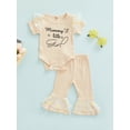 thumbnail image 3 of Franhais Baby Girls Summer Jumpsuits Set Letter Print Short Sleeves Romper and Daisy Mesh Patchwork Casual Flared Pants, 3 of 8