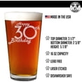 thumbnail image 2 of Retro Birthday Etched 16oz Pint Beer Glass 30th Birthday Gift, 2 of 4