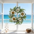 thumbnail image 4 of Corona para puerta principal | Corona floral artificial para decoración del hogar | Decoración de primavera/verano | Adorno para puerta o pared de interior/exterior | Hojas y flores de plástico, 4 of 9