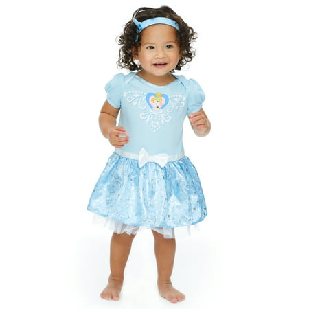 Disney Princess Cinderella Baby Girls Costume Bodysuit Dress Headband 0-6