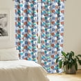 thumbnail image 2 of Ambesonne Floral Curtains, Hibiscuses on Plain Back Art, Pair of 28"x84", Sky Blue and Pale Redwood, 2 of 5