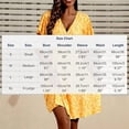 thumbnail image 3 of ClodeEU Women's V Neck Puff Sleeve Floral Mini Dress,Casual Wrap A Line Flare Sundress Yellow,Women's Plus L, 3 of 5
