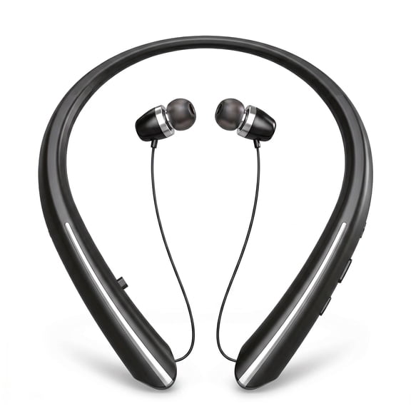 Neckband Bluetooth Headphone, Retractable Headphones with Bluetooth, Stereo Noise Cancelling Earphones,Neckband Bluetooth Earphones for Office Meetings and Daily Commuting