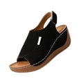 thumbnail image 2 of KEVCHE Strappy Wedge Sandals for Women, Dressy Summer Ankle Strap Open Toe Arch Support Sandals, Casual Comfortable Vacation Shoes, Plus Size Buttoned Peep Toe Sandals, 2 of 6