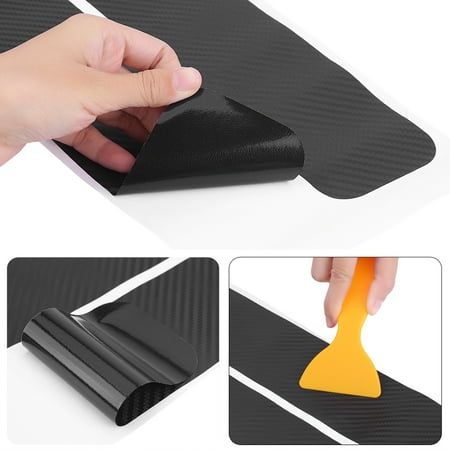 Ejoyous 4pcs Carbon Fiber Anti Scratch Car Door Sill Sticker Scuff