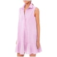 thumbnail image 1 of Mid Length Dress For Women Women‘S Tunic Mini Shirt Dress Cotton Sleeveless Cute Chambray Dress Button Up Flowy Ruffle, 1 of 4