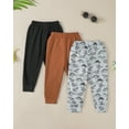 thumbnail image 4 of Infant Boys Clothes 3 Pack Baby Boy Pants 3 6 12 18 24 Months Toddler Boy Sweatpants Dinosaur Print 2T 3T Infant Boys Pants Black Brown Gray, 4 of 7