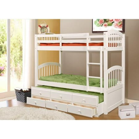 Cameron Twin Over Bunk Bed With Trundle And Drawers White Cameron Twin Over Bunk Bed With Trundle And Drawers White