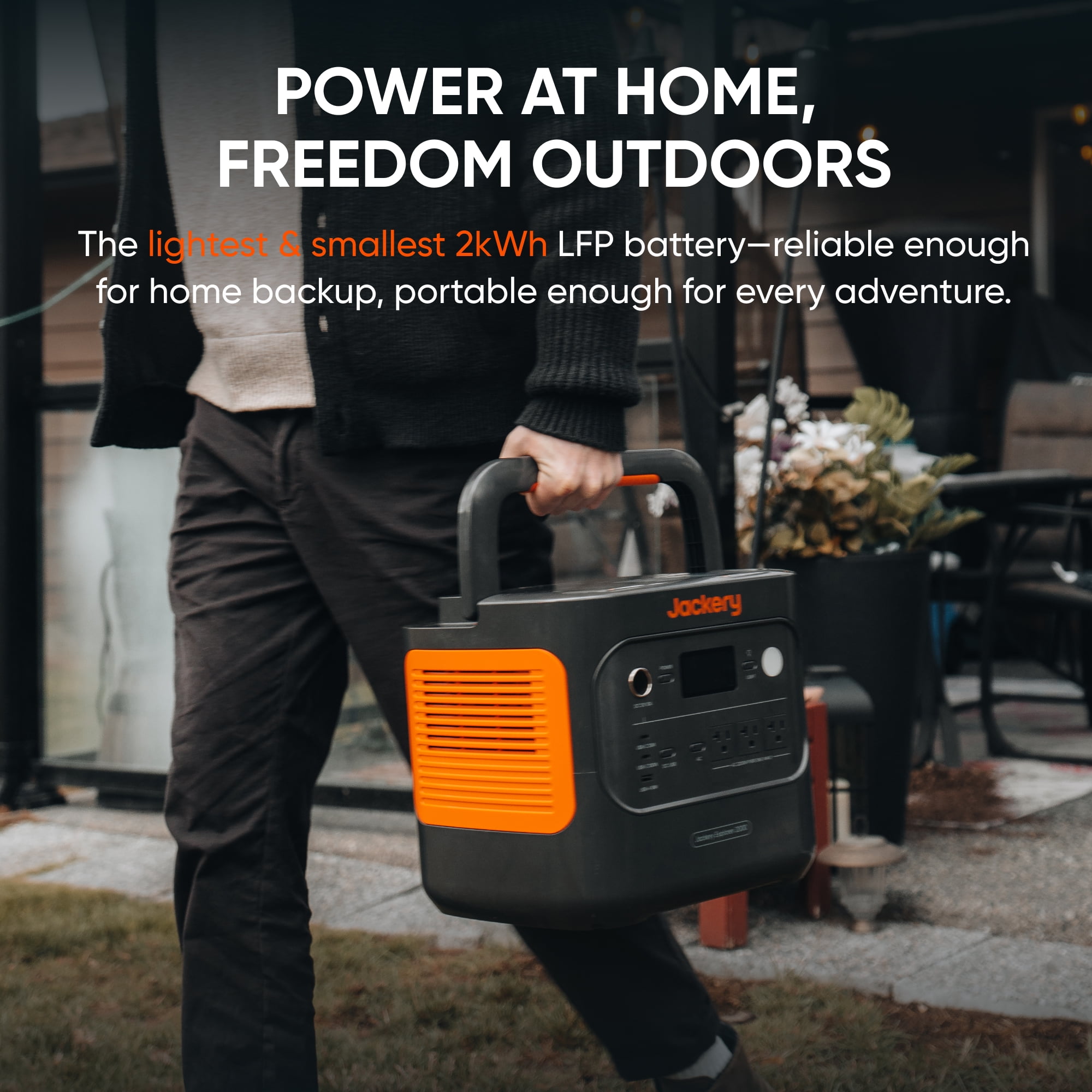 Jackery Explorer 2000 v2 Portable Power Station (2-Pack), 2042Wh LiFePO4 Battery, 2200W Solar Generator, USB-C PD 100W Fast Charging for Camping, Home Use