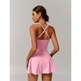 thumbnail image 3 of IWEMEK Women's Tennis Dresses Twist Front Split Ruffle Cami Dress with shorts Golf Active Dress, 3 of 8