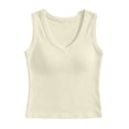 thumbnail image 5 of Bibifish Womens Tank Tops V Neck Wide Strap Solid Ribbed Camisoles Long Length Daily Layering Summer Sleeveless Shirts, 5 of 5