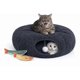 thumbnail image 1 of Cama túnel para gatos interior, juguete tipo donut, cueva redonda para escondite, gris oscuro, 1 of 8