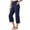 Navy, variant on Women's Palazzo Pants Boho Floral Trousers Summer Beach Casual Yoga High Waist Solid Color Capri Hit Stretchy Slimming with Pockets Palazzo Pants Lounge Trousers