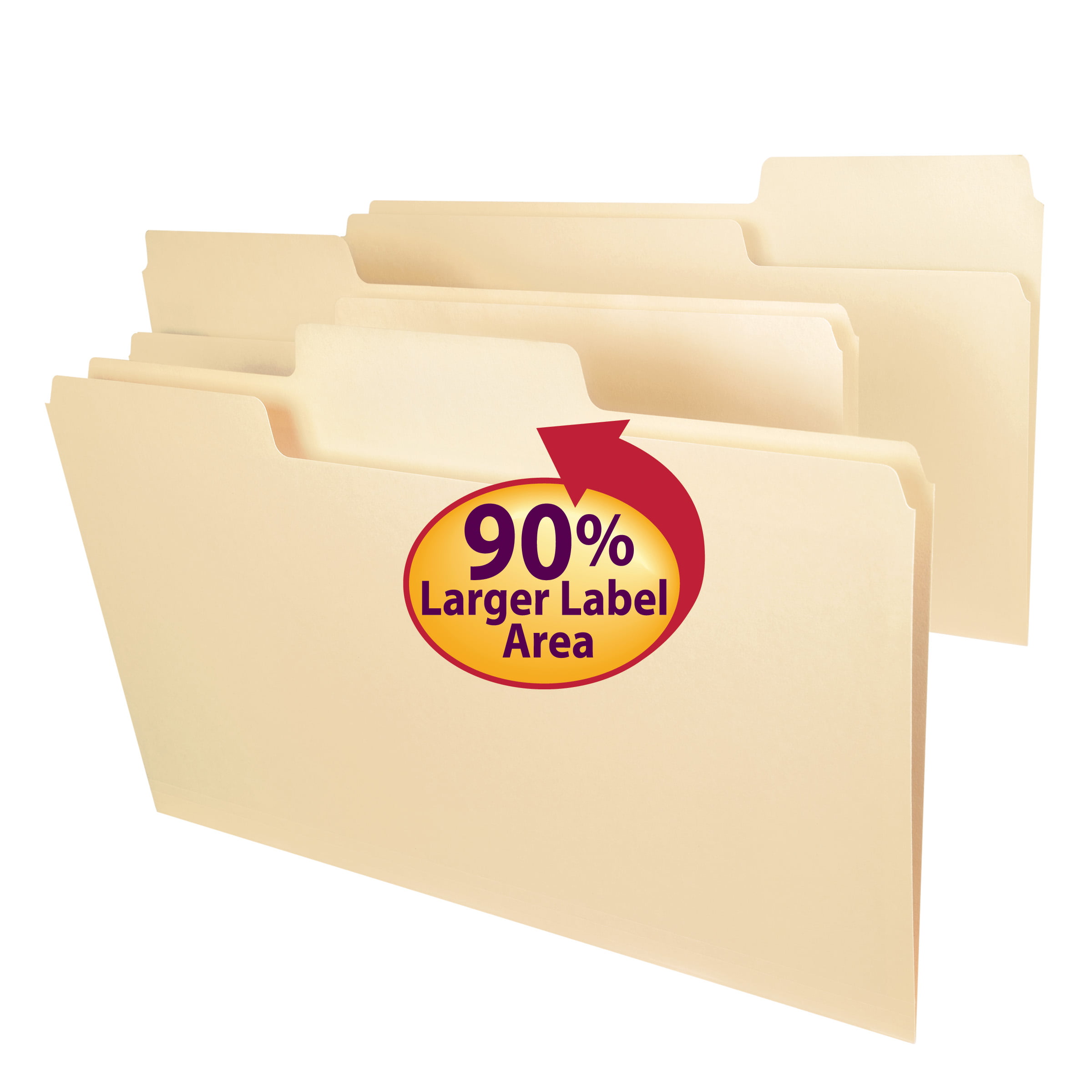 Smead SuperTab File Folders 1/3 Cut Top Tab Letter Manila 100/Box 10301 