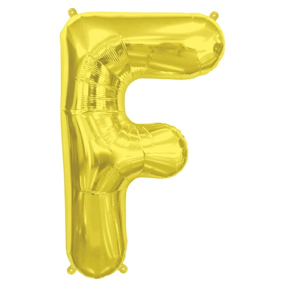 Northstar Alphabet Letter F Shape Solid Air-Fill 16" Foil Balloon, Gold