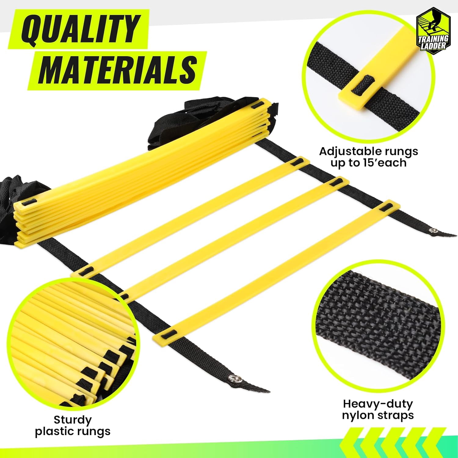 Agility Ladder Speed Ladder Training Ladder for Soccer, Speed, Football Fitness Feet Training Carry Bag Agility Training Equipment 13 rungs, 23 feet ‎Yellow,23 ft