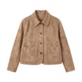 thumbnail image 4 of Floleo Womens Soft Microfiber Jacket Button Down Collared Long Sleeve Casual Outerwear with Patch Pockets for Fall Spring Daily Wear, 4 of 8