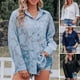 thumbnail image 3 of Camisa de blusa de gasa de manga larga con botones florales transparentes para mujer Irfora Blanco/XL, 3 of 7